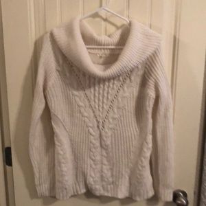Ivory Cowl Neck Cable Knit Sweater